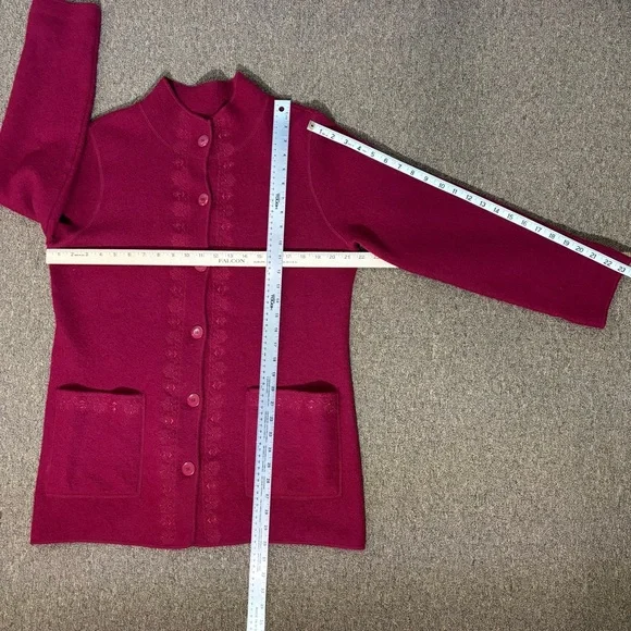 Deep Red -Cardigan Sweater/CAR COAT Size L- GREAT FOR HOLIDAYS-holiday-core - Picture 12 of 12